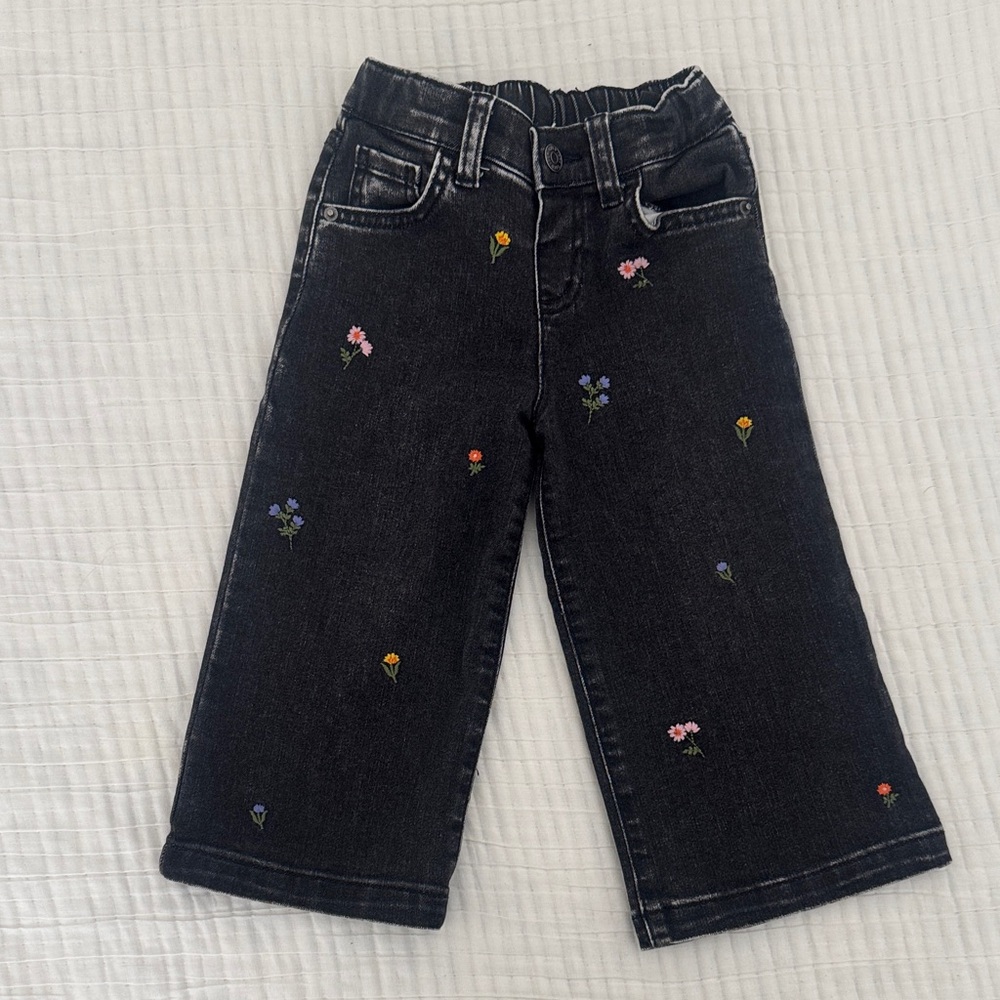Cat & Jack Black Jeans with Floral Embroidery